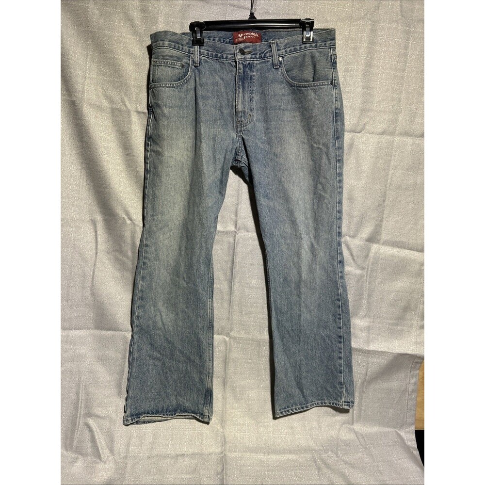 Mens ARIZONA Vintage Distressed Light Wash Original Bootcut Jeans Western  34x29